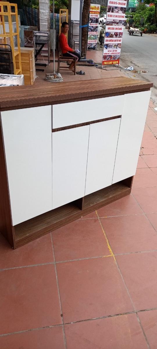 Tủ Giày Gỗ Công Nghiệp  1,2M Hải Phòng- Màu Óc Chó Cải Trắng